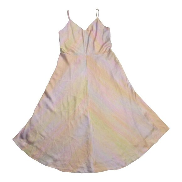 NWT Vince Satin Slip Midi in Rainbow Wash Cami Tank Dress L $365 - Picture 3 of 8